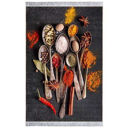 فرش ماشینی باتیک طرح آشپزخانه کد 700488 زمینه طوسی