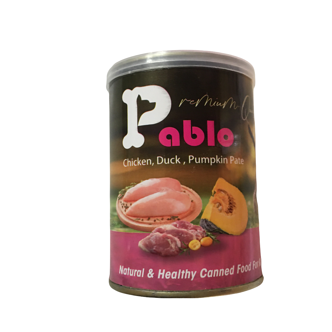 کنسرو گربه پابلو  مدل گوشت مرغ و گوشت اردک و کدو تنبل  وزن 400 گرم