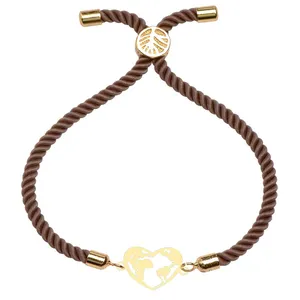 دستبند طلا 18 عیار زنانه الن نار مدل کره زمين و قلب 100142