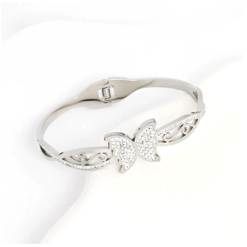 دستبند زنانه طرح پروانه مدل فنری کد 128g