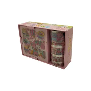 چسب نواری مدل واشی طرح خرگوش کد 03 مجموعه 4 عددی به همراه استیکر