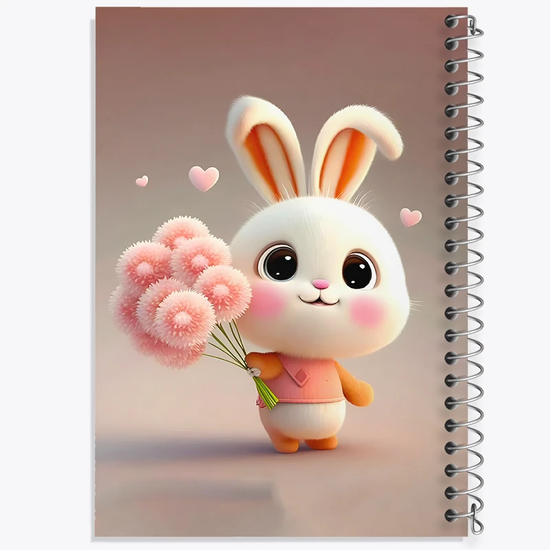 دفتر ژورنال نویسی 50 برگ خندالو مدل نقطه ای طرح خرگوش بامزه کد F5727