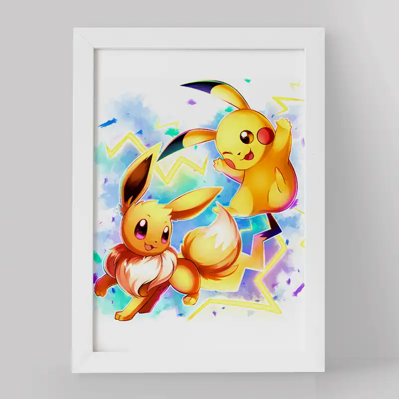 تابلو خندالو مدل پیکاچو و ایو انیمه پوکمون کد 17365