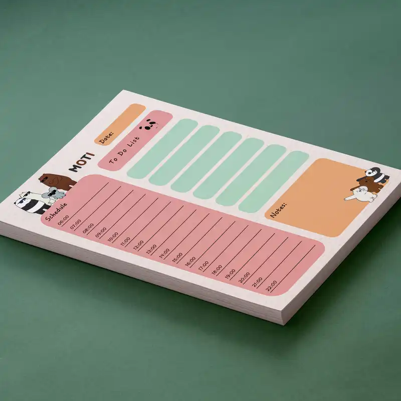 کاغذ یادداشت برنامه ریزی موتی مدل روزانه طرح پاندا
