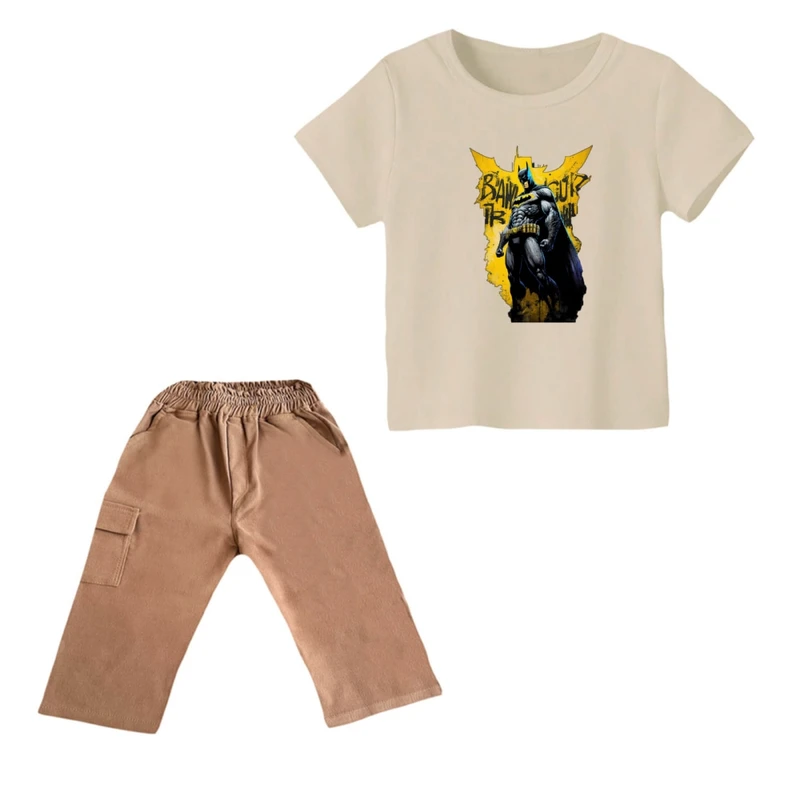 ست تی شرت و شلوارک پسرانه مدل بتمن کد ۳۳