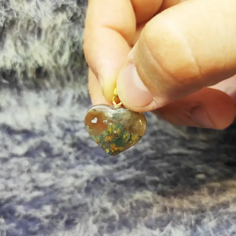 آویز گردنبند زنانه مدل  عقیق شجر طرح قلب کد R14