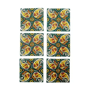 زیرلیوانی میناکاری سفالی کد 121 بسته 4 عددی