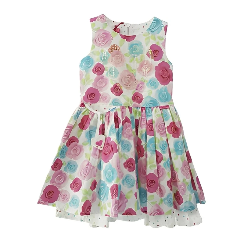 پیراهن بدون آستین یقه گرد دخترانه مدل BL5