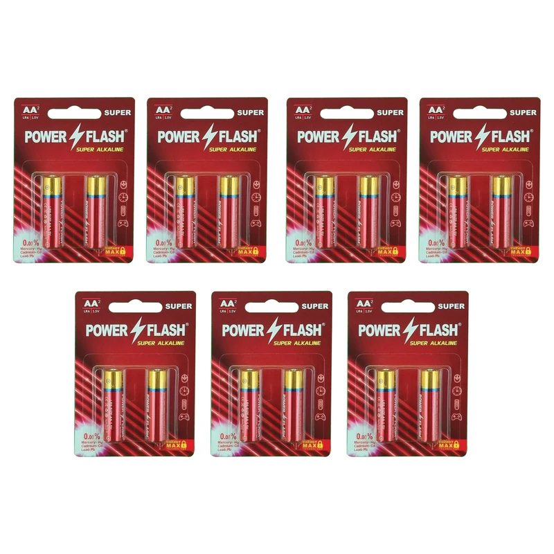 باتری قلمی پاورفلش مدل سوپر آلکالاین بسته ۱۴عددی