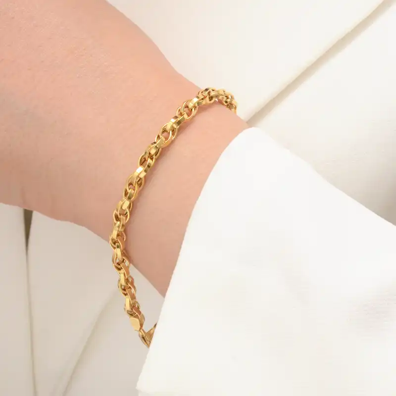 دستبند طلا 18 عیار زنانه طلای مستجابی مدل گلستانه کد 6760