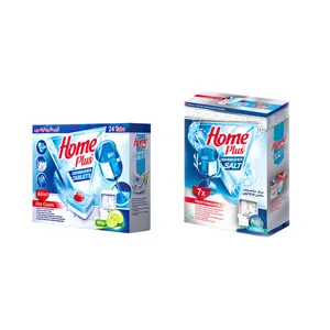 قرص ماشین ظرفشویی هوم پلاس 24 عددی و نمک ماشین ظرفشویی هوم پلاس 2 کیلوگرم
