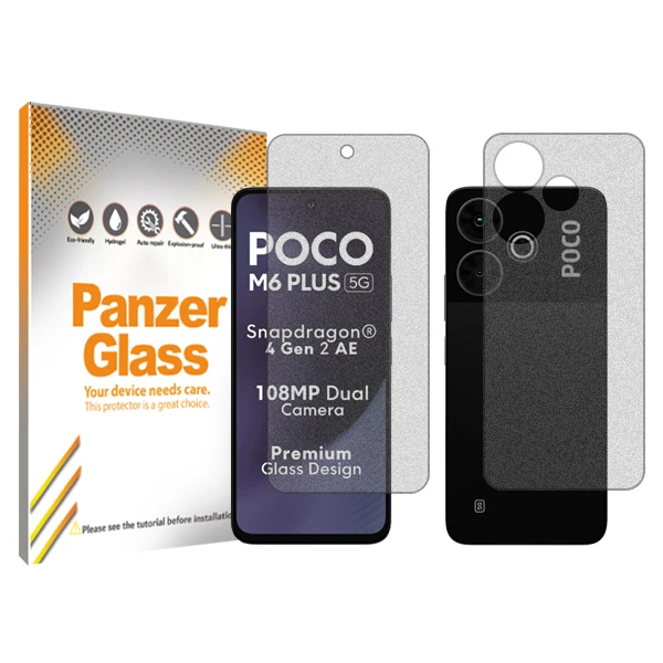 محافظ صفحه نمایش مات پنزر گلس مدل Resistant مناسب برای گوشی موبایل شیائومی Poco M6 Plus 5G به همراه محافظ پشت گوشی