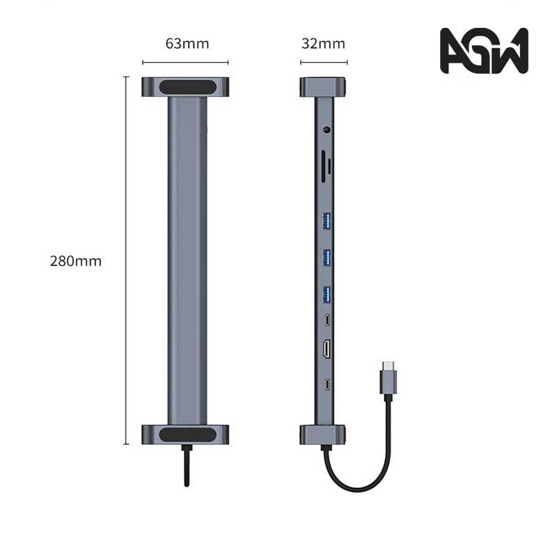 هاب 10 پورت  USB-C ای جی دبلیو مدل BYL-2212