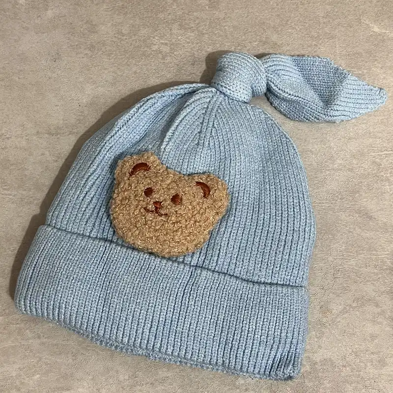 کلاه بافتنی بچگانه مدل گره تدی کد B L O 1