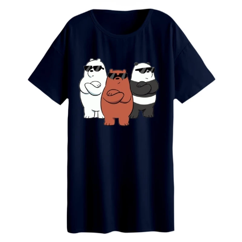 تی شرت لانگ زنانه مدل خرس های کله فندقی کد۴