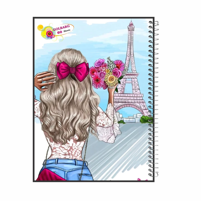 دفتر مشق 60 برگ گلبرگ طرح دخترانه کد 60460