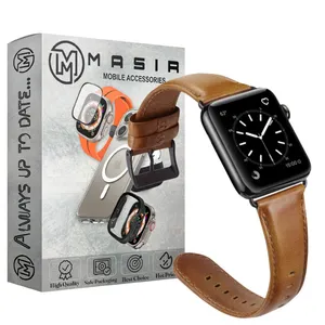 بند مسیر مدل Simple Leather Strap مناسب برای اپل واچ سری 1/2/3/4/5/6/7/8/9/SE/ULTRA/ULTRA 2 سایز 42/44/45/49 میلی متری