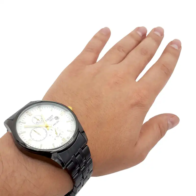 ست ساعت مچی عقربه ای زنانه و مردانه مدل تک موتور تاریخ دار کد TS-9585