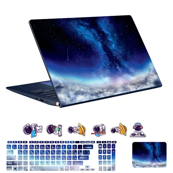 استیکر لپ تاپ توییجین و موییجین طرح Space  کد 196 مناسب برای لپ تاپ 15.6 اینچ به همراه برچسب حروف فارسی کیبورد