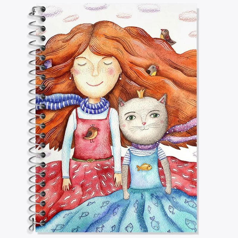 دفتر زبان 50 برگ خندالو مدل دو خط طرح گربه کد 5537