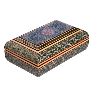 جعبه جواهرات خاتم کاری مدل فیروزه و ارغوان کد 16