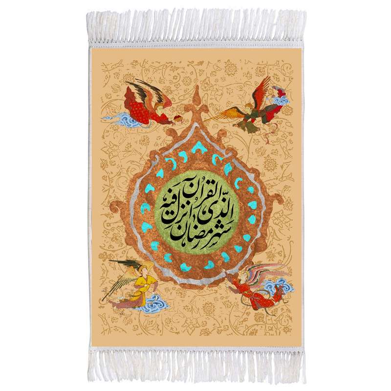 فرش ماشینی دیوارکوب اطلس آبی مدل شهر رمضان کد T3550