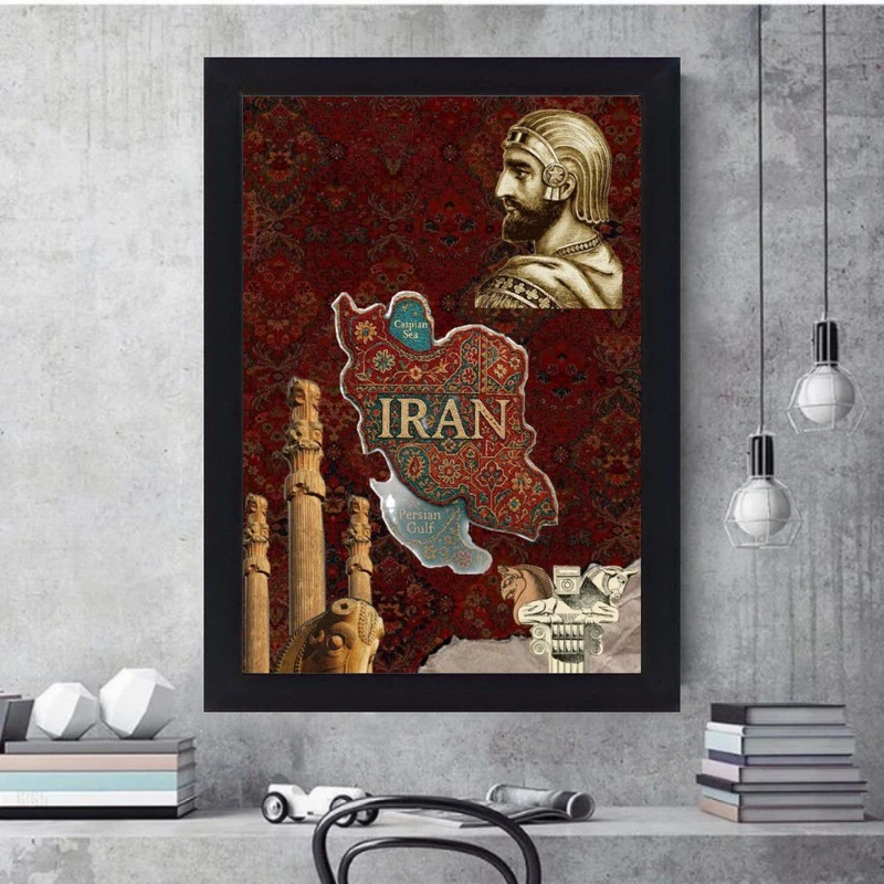 تابلو نوری مدل ایران کد 123 فریم مشکی