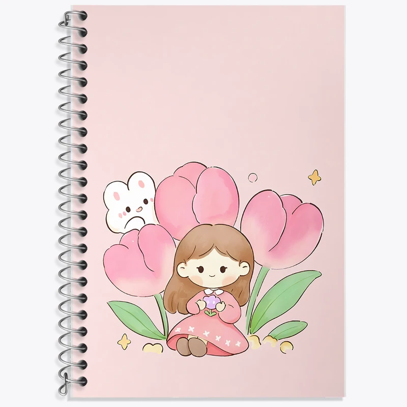 دفتر زبان 50 برگ خندالو مدل دو خط طرح دخترانه کد N4313