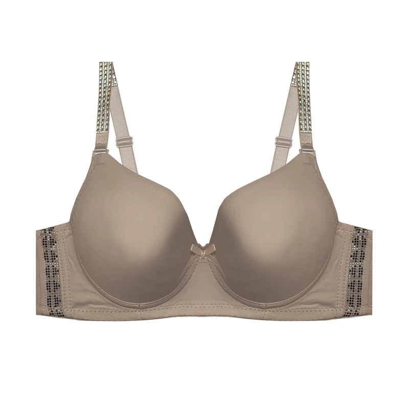 سوتین زنانه مدل اسفنجی دکلته نیم جک نگین دار کاپ B کد 12065