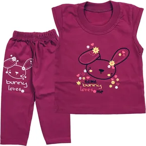 ست تاپ و شلوار دخترانه طرح خرگوش مدل A12 کد 0239