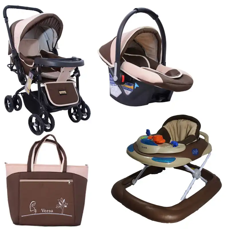 ست کالسکه و کریر مدل درختی کد 1086 به همراه روروئک و ساک لوازم کودک