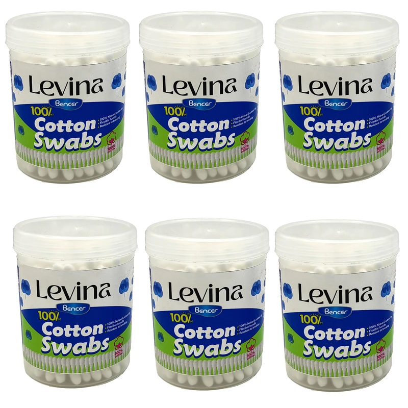 گوش پاک کن لوینا مدل cotton swabs بسته 6 عددی