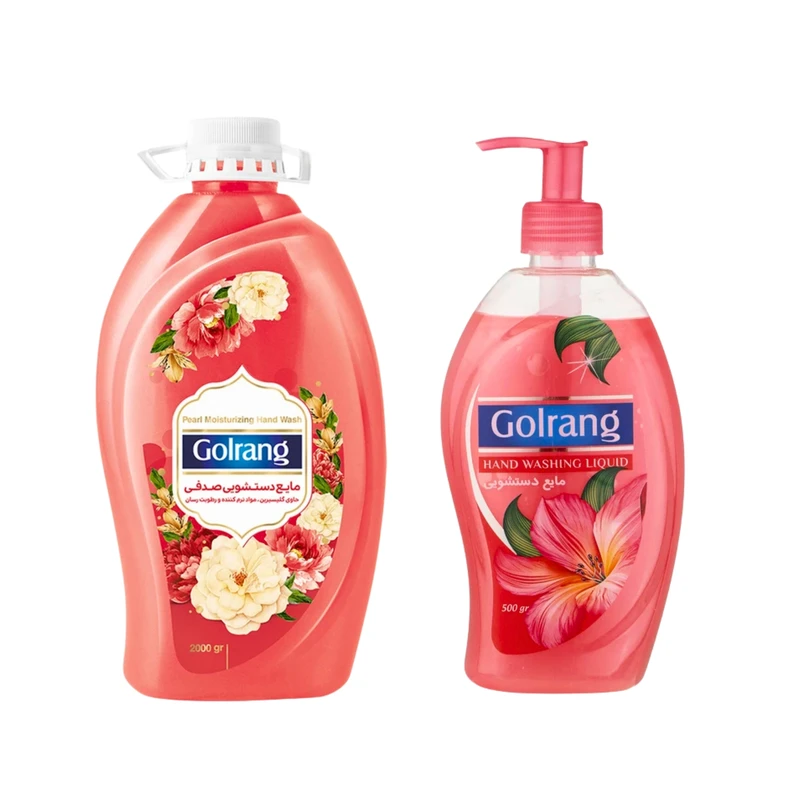 مایع دستشویی گلرنگ مدل A08  وزن 500 گرم به همراه مایع دستشویی گلرنگ کد A90 وزن 2 کیلوگرم