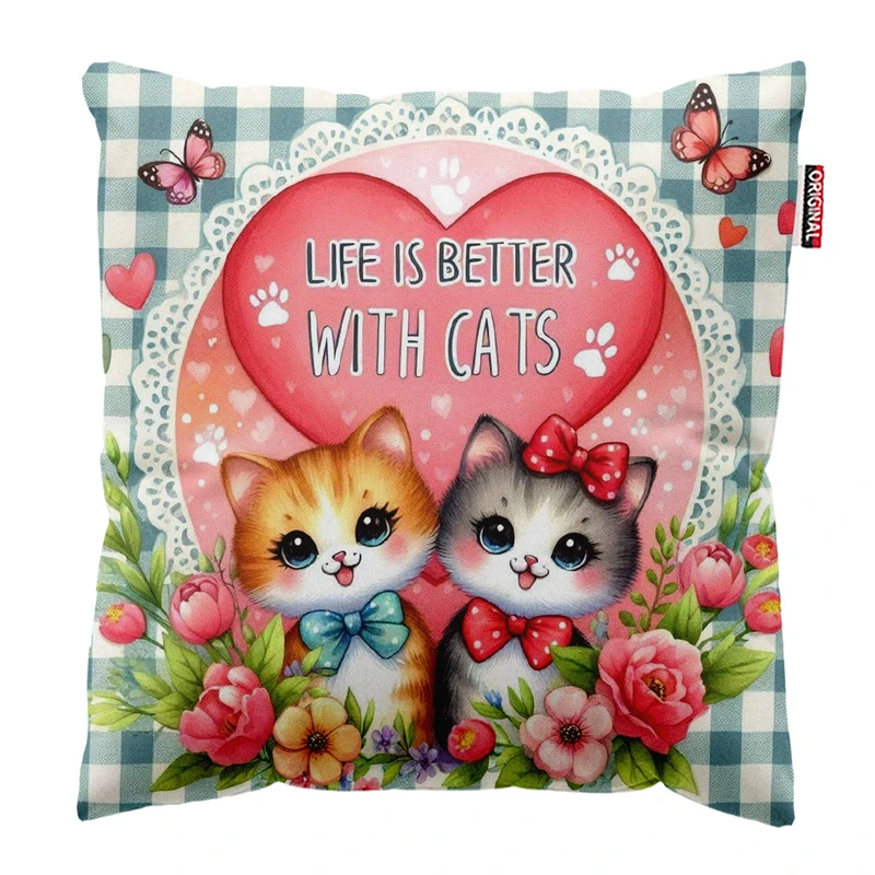 کوسن پاد آفرین مدل گربه کیوت بامزه فانتزی کد PK301945 سایز 30*30 سانتی متر