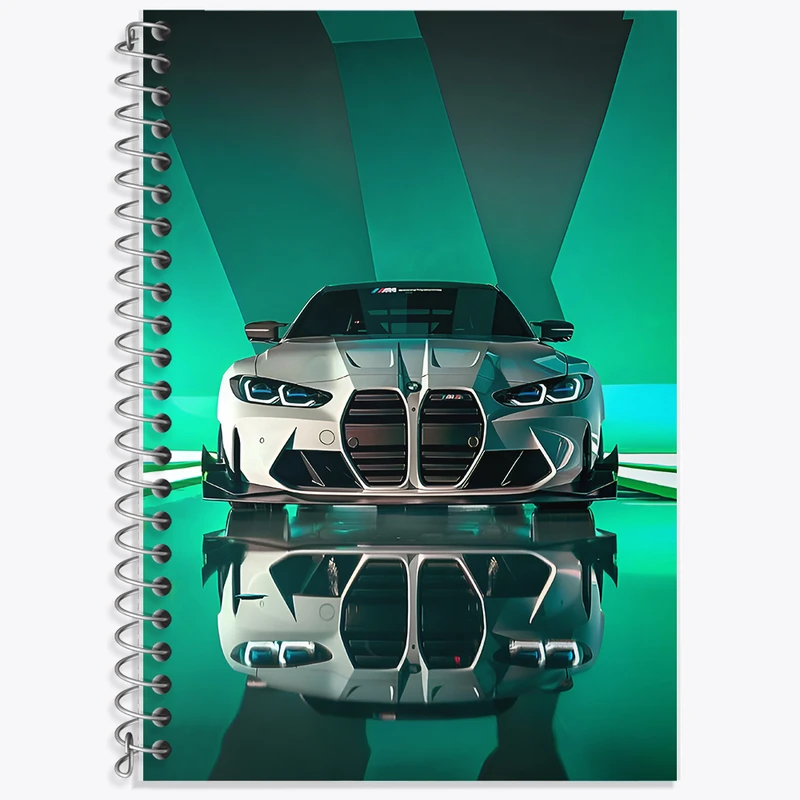 دفتر زبان 50 برگ خندالو مدل دو خط طرح ماشین بی ام دبلیو (BMW) کد F7007