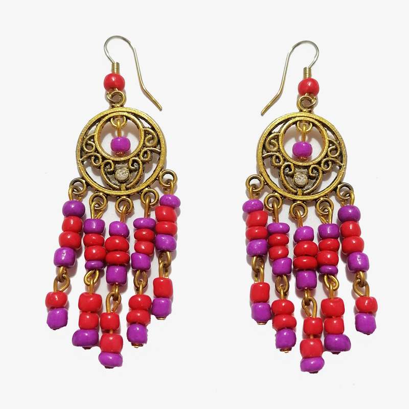 گوشواره دخترانه مدل آویز مهره ای گوشواره دخترانه مدل آویز مهره ای