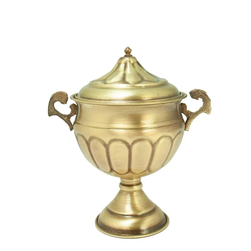 عکس شماره 4 : سرویس سماور ذغالی 16 پارچه برنجی مدل عدسی آتشی طرح عتیق