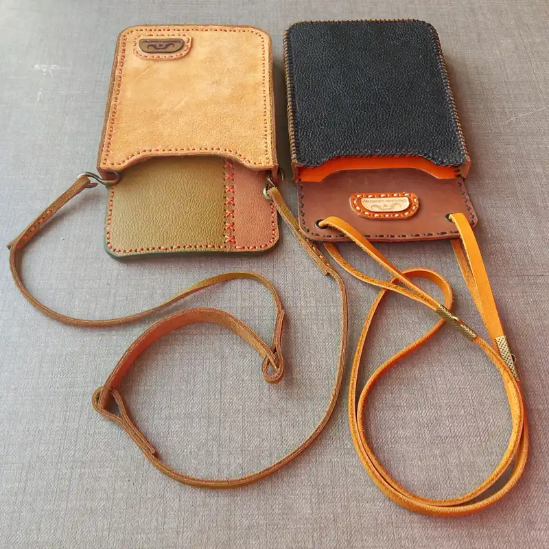 کیف گردنی چرم دانوب مدل:D.L.085 مجموعه دو عددی