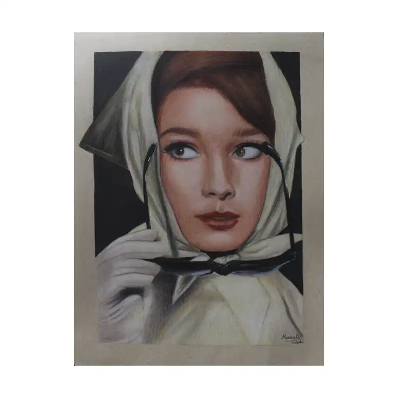 نقاشی مداد رنگی مدل آدری هپبرن کد 01