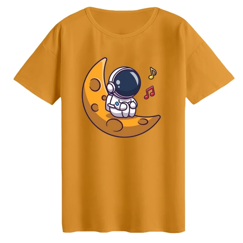 تی‌شرت لانگ آستین کوتاه زنانه مدل فضانورد و ماه کد 2