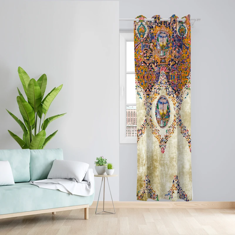 پرده طرح قاب مدل مخمل پانچی کد 3002 z سایز 140x200 سانتی متر