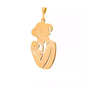 آویز گردنبند طلا 18 عیار زنانه گالری روبی مدل  پلاک مادر و فرزند