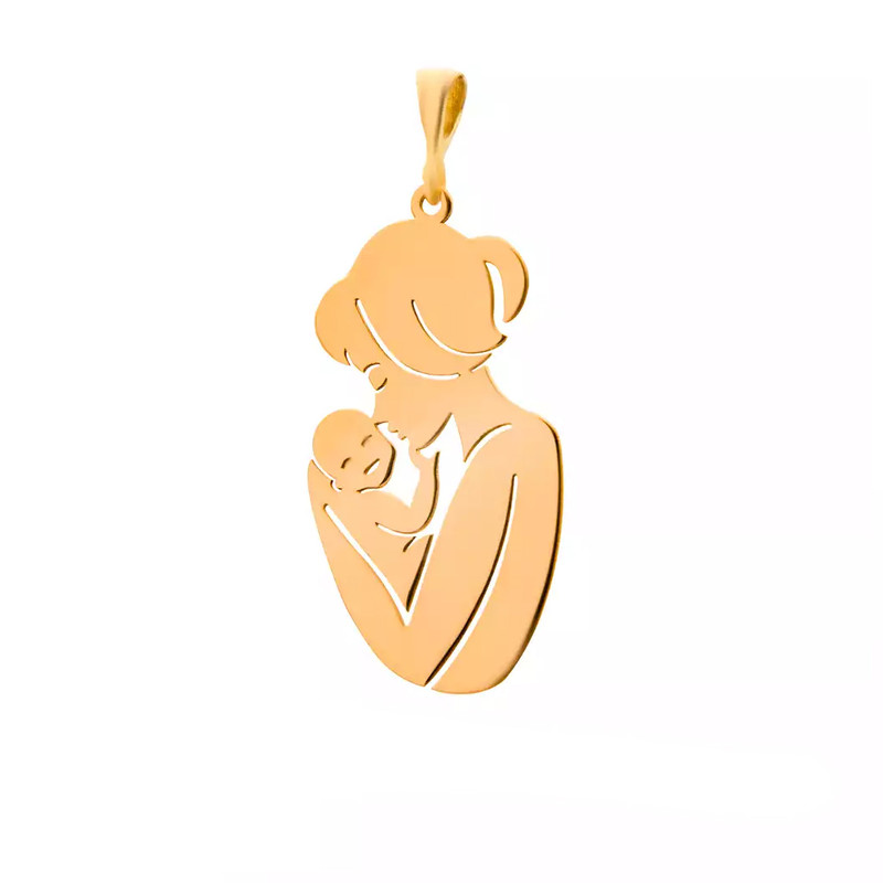 آویز گردنبند طلا 18 عیار زنانه گالری روبی مدل پلاک مادر و فرزند