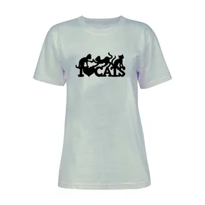 تی شرت آستین کوتاه زنانه مدل CATS کد L150 رنگ طوسی