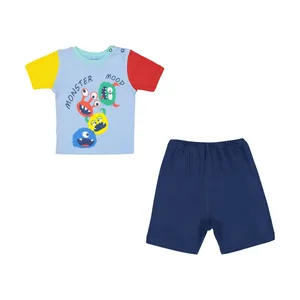 ست تی شرت آستین کوتاه و شلوارک نوزادی پسرانه آدمک مدل 2171243-50