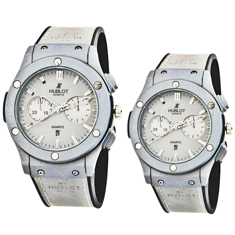 ست ساعت مچی عقربه ای  زنانه و مردانه  مدل تک موتور silvr0261