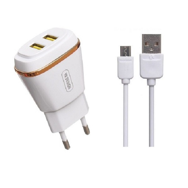 شارژر دیواری دبلیو کی مدل YKC-T۱۵ به همراه کابل تبدیل microUSB