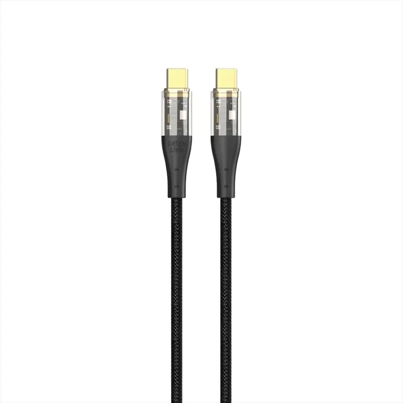 کابل USB-C گرین لاین مدل TRANSPARENT BRAIDEDطول 1 متر