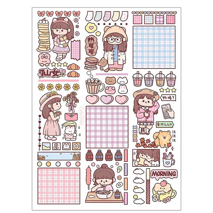 برچسب مدل برش نخورده طرح اسکرپ بوک دخترانه کیوت