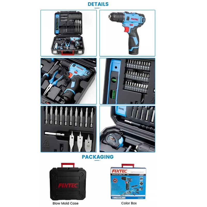 دریل پیچ گوشتی فیکس تک مدل FCD1207K60  مجموعه 60 عددی